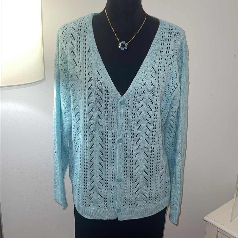 Women's Light Turquoise/Blue Knit Sweater